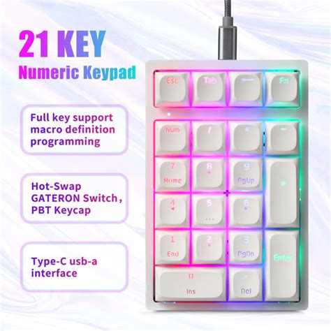 Getuscart Motospeed Mechanical Numeric Keypad Hot Swap Gateron Switch Wired Gaming Keypad Rgb