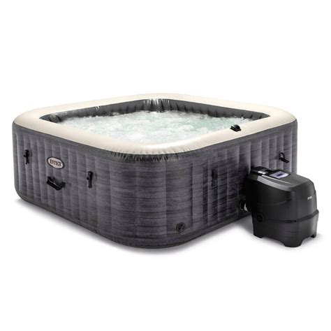 Intex Volt Person Person Jet Vinyl Square Inflatable Hot Tub In Gray Reviews
