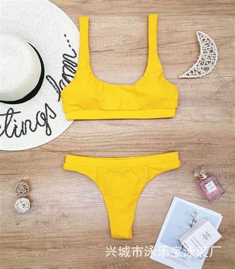 Generic 2025 New Sexy Bikini Swimsuit Pure Color Tube Top High Waist Triangle Sexy Backless