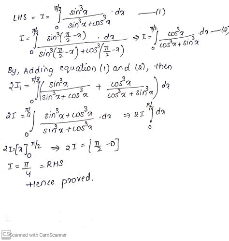 Prove That Displaystyleint Pi2 0dfrac Sin3x Sin3xcos3x Dxdfrac Pi 4