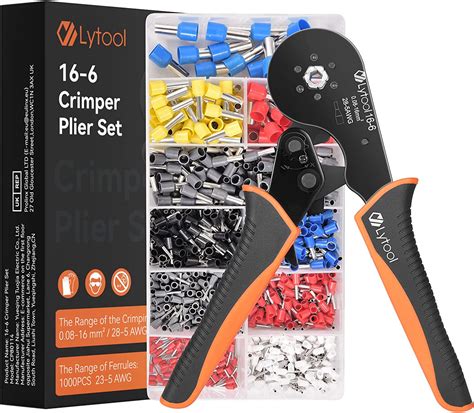 Lytool Pince à Sertir Hexagonal 0 08 16mm²avec 1000 Cosses Kit Pinces d