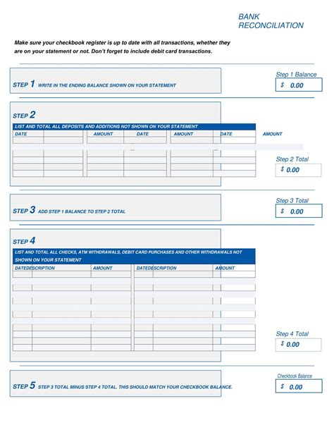 Free Printable Bank Reconciliation Templates