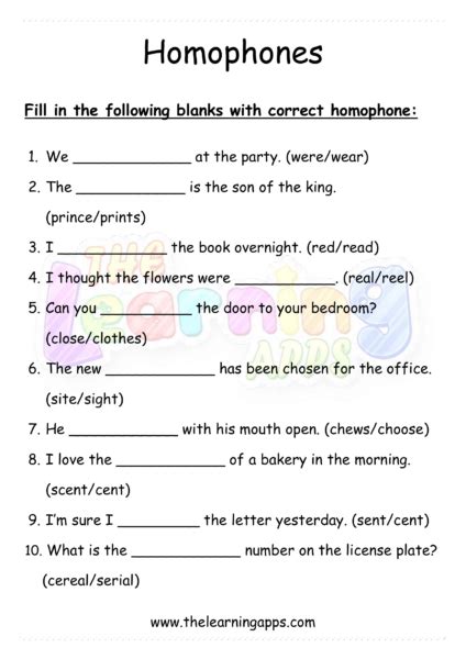 Homophones Worksheet For Kids Free Homophone Worksheets