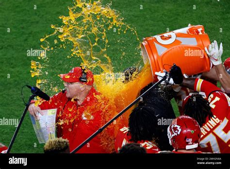 Kansas City Chiefs Head Coach Andy Reid Has Gatorade Pored On Him As