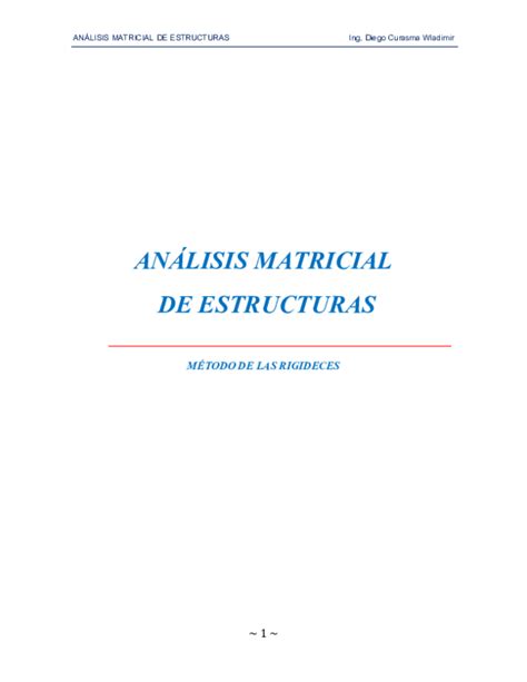 Pdf AnÁlisis Matricial De Estructuras AnÁlisis Matricial De Estructuras MÉtodo De Las Rigideces