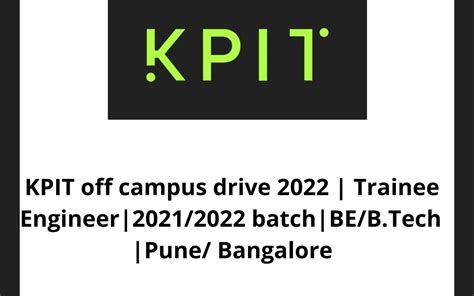 KPIT Off Campus Drive 2022 Trainee Engineer 2021 2022 Batch BE B Tech