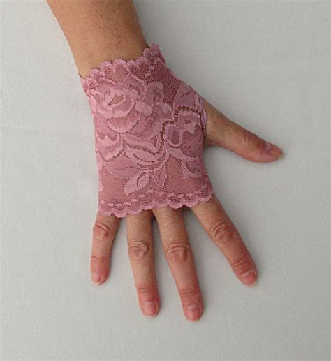 Pink Lace Gloves Dusty Rose Short Fingerless Gloves