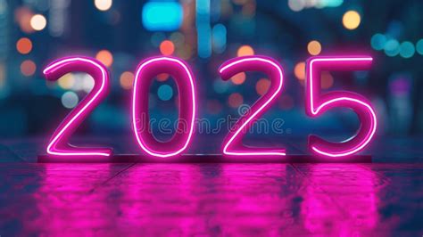 Happy New Year Bright Glowing Neon Sign Typography Numbers Design