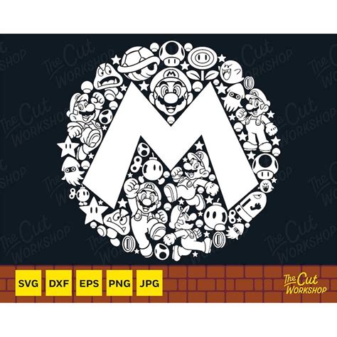 Super Mario M Circle Icon Emblem Mosaic Style Mario Kart S Inspire