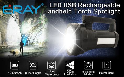 Eray Rechargeable Torches Led Mah Big Portable Searchlight Torch