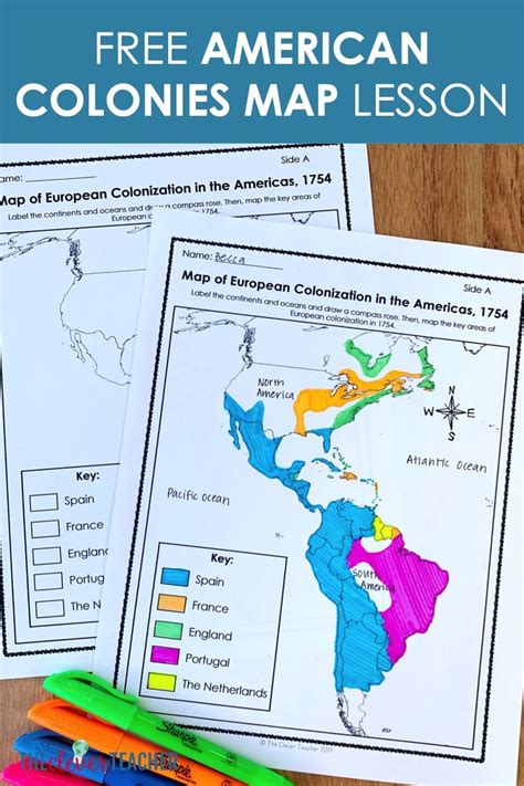 Free American Colonization Map Lesson | Social studies worksheets ...