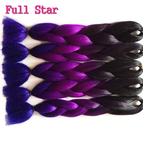 1 10pcs 24 100g Crochet Braids Hair Full Star Black Purple Blue Ombre Braiding Hair Jumbo