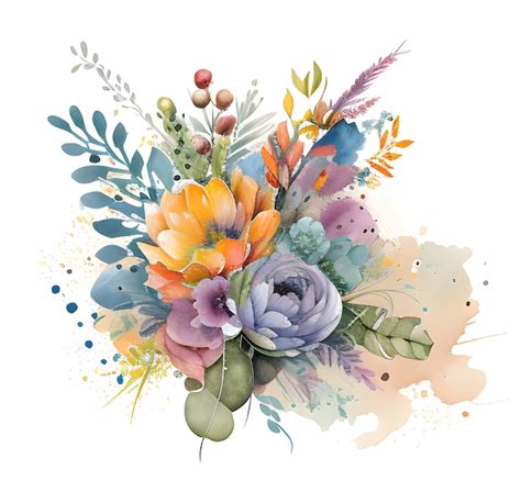 Premium Ai Image Beautiful Watercolor Wedding Flower With Color