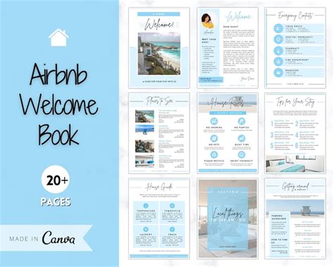 Welcome Book Template Airbnb Welcome Guide Editable Canva Etsy