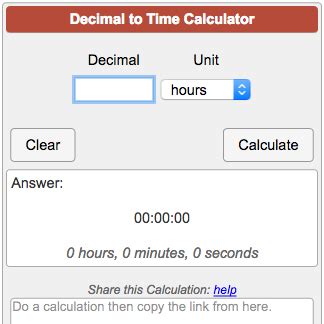 Decimal to Time Calculator