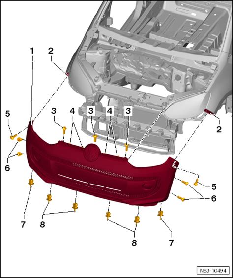 Volkswagen Workshop Service and Repair Manuals for Front Bumper Assembly