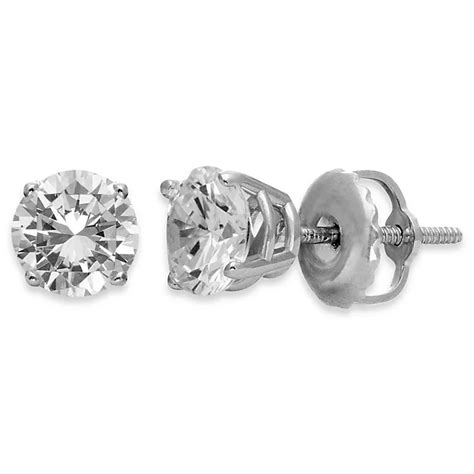 Certified 14K White Gold, Round White 1/4 cttw Diamond Studs | buybuy BABY