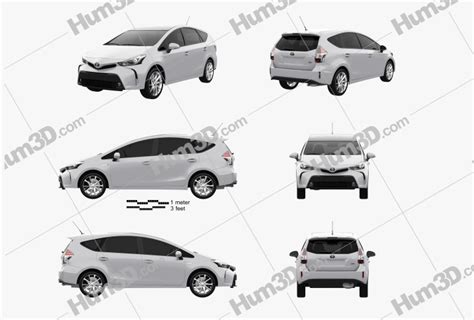 Toyota Prius Plus 2017 Blueprint Template - 3DModels