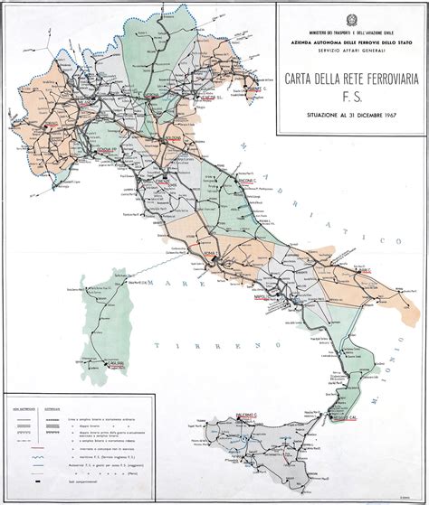 Carta ferroviaria dItalia 1966 Società Geografica Italiana