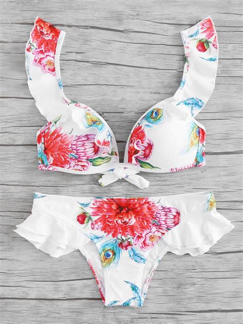 Tropical Print Push Up Cut Side Bikini Swimsuit Artofit