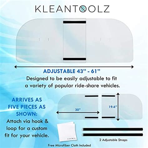 Kleantoolz Adjustable Plexiglass Car Sneeze Guard Barrier Partition