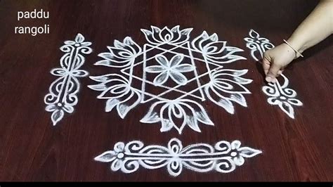 Easy And Simple Rangoli Design X Dot S Lotus Kolam Latest Muggulu