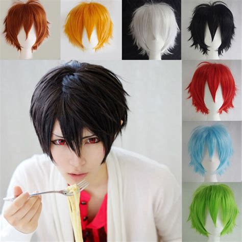 Fashion Multi Color Men Boy Short Straight Hair Wig Anime Party Cosplay Wigs Fg0 Ebay