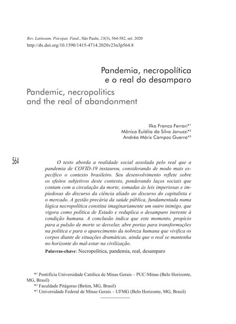 PDF Pandemia necropolítica e o real do desamparo