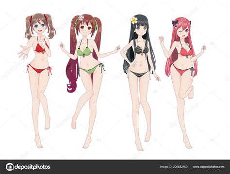 Hermosa Chica Manga Anime En Bikini Vector De Stock Por Apoev