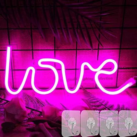 Enuoli Love Neon Sign Pink Neon Light Led Neon Sign Neon Wall Light Art Decor Usbandbattery