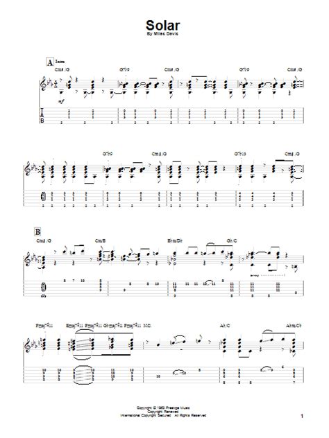 Solar Sheet Music Miles Davis Guitar Tab