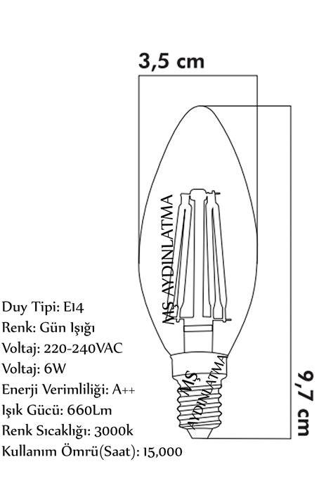 M Ayd Nlatma E Duylu Watt G N I Led Filament Rustik Effaf Cam