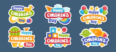 Childrens Day Sticker Set 3271505 Vector Art At Vecteezy