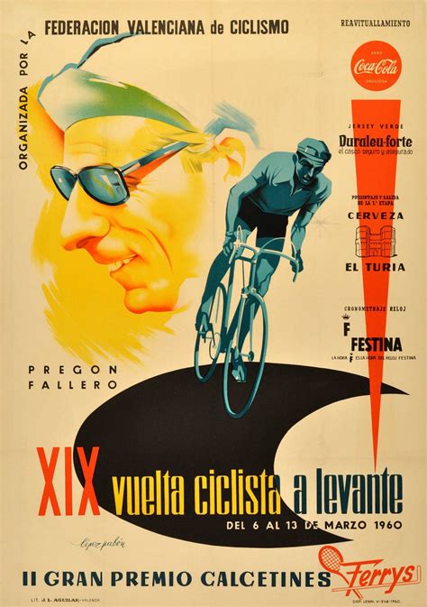 Lopez Pabou Original Vintage Cycling Tour Poster For The Xix Vuelta