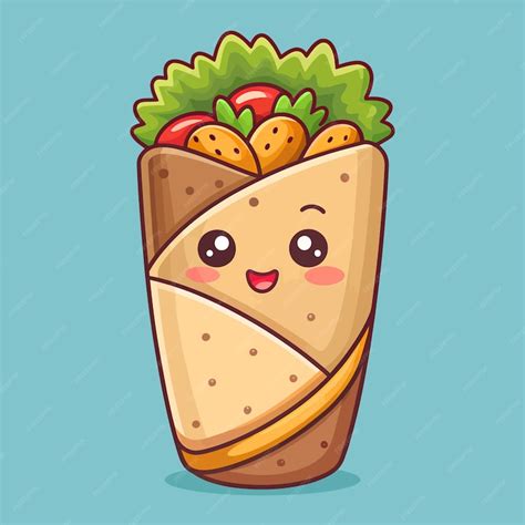 A cartoon drawing of a shawarma with a face on it | Premium AI ...