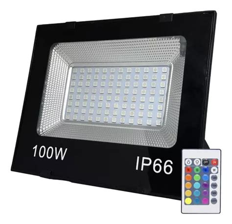 Refletor Led Rgb Holofote C Controle Bivolt Ip W Frete Gr Tis