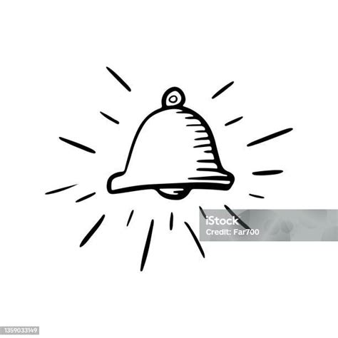 Bell Icon Black Outline Linear Sketch Drawing Ringing Bell Vector