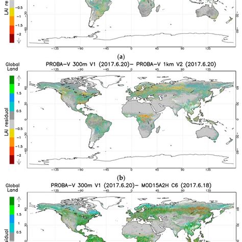 Lai Residual Map Between Proba V Collection 300 M V1 And Collection 1