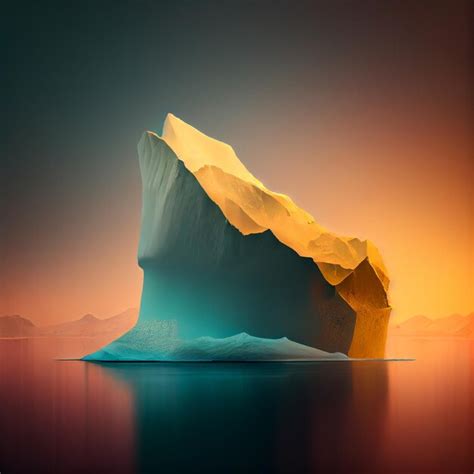 Paisagem De Gelo De Iceberg Ao P R Do Sol Ou Nascer Do Sol Generative