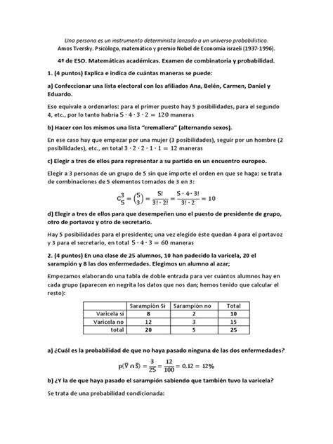 Examen Probabilidad Resuelto Probabilidad Matemáticas