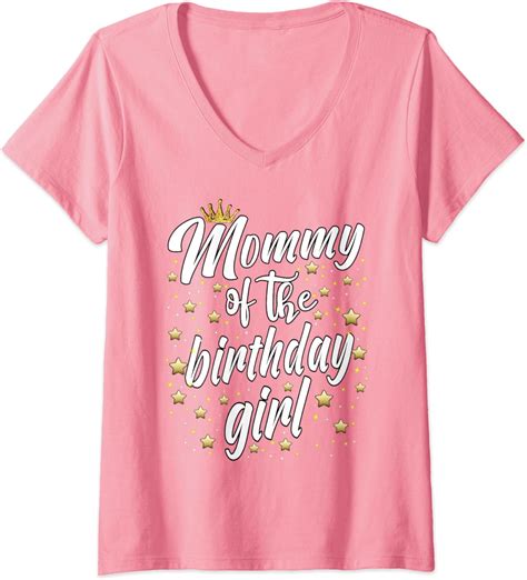 Womens Mom Mommy Of The Birthday Girl V Neck T Shirt Uk