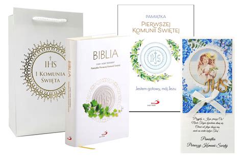 Prezentowy Pakiet komunijny dla chłopca Biblia z rybką Pamiątki