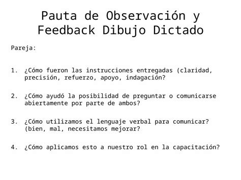 Pptx Pauta De Observaci N Y Feedback Dibujo Dictado Dokumen Tips Hot