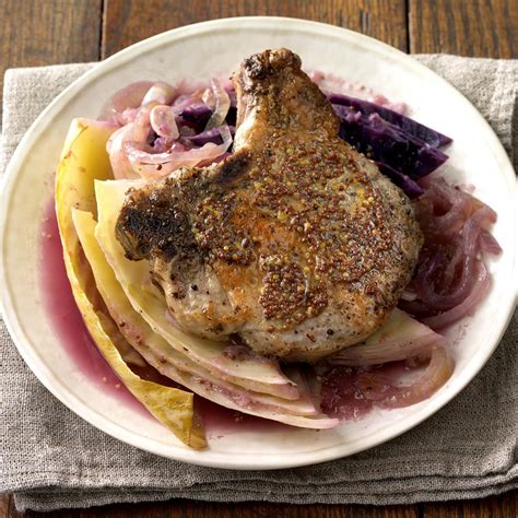 Dijon Pork Chops With Cabbage And Fennel Recipe How To Make It