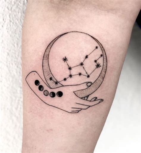 Universe in my hand - A moon phase tattoo with Virgo constellation by ...