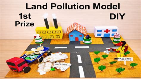 land pollution model making  cardboard  waste materials diy