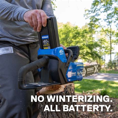 Kobalt 40 Volt 14 In Brushless Cordless Electric Chainsaw 4 Ah Battery