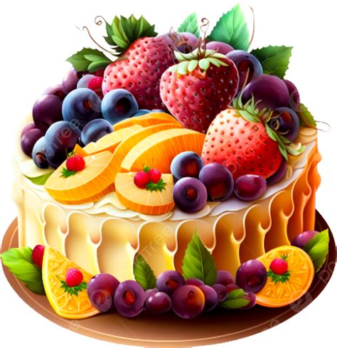 Pastel De Frutas De Cumpleaños Fondo Transparente Png Pastel De