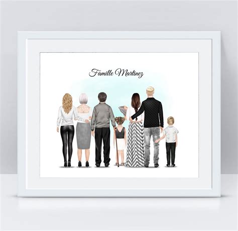 Portrait de famille personnalisé Cadeau original mère enfant Etsy