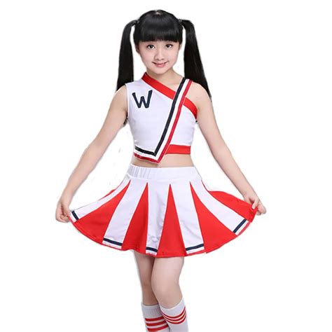 Children Competition Cheerleaders Suit Girl School Cheer Team Uniforms Kids Performance Costume ...